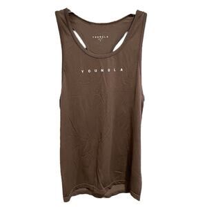 YoungLA Mens 336 Flex Fit Stringers Racerback Tank Top Small Brown Bodybuilder